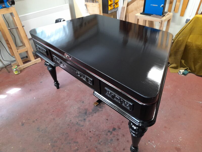 Carved cimbalom in black colour, with hand made politur